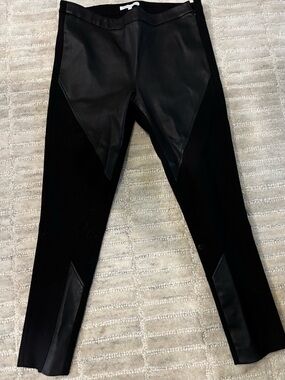 Rebecca Minkoff Black Lambskin Leather Panel Leggings